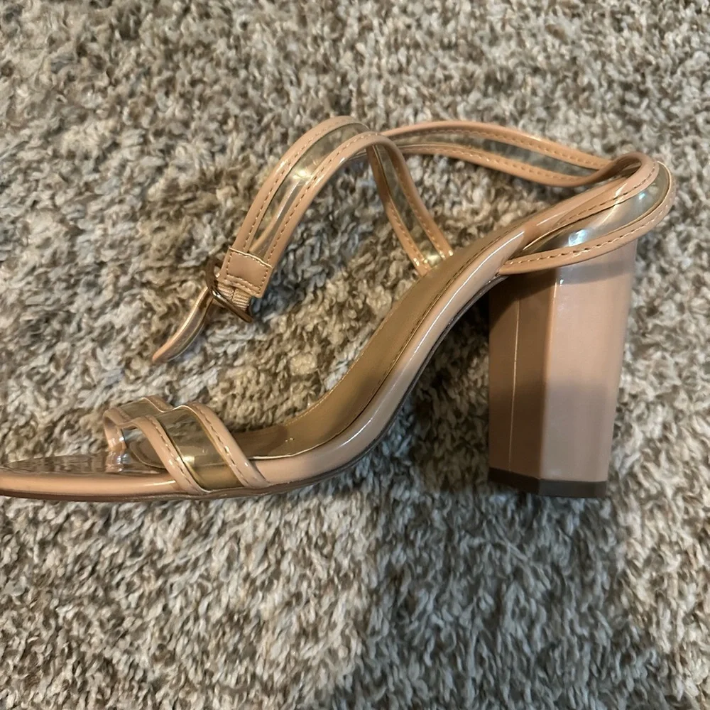 Charlotte Russe Ankle Strap Nude Wedge Heels